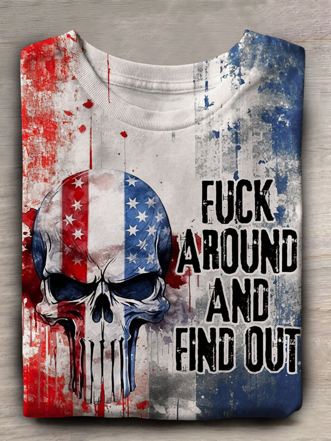 American Flag Skull Print Short Sleeve Top