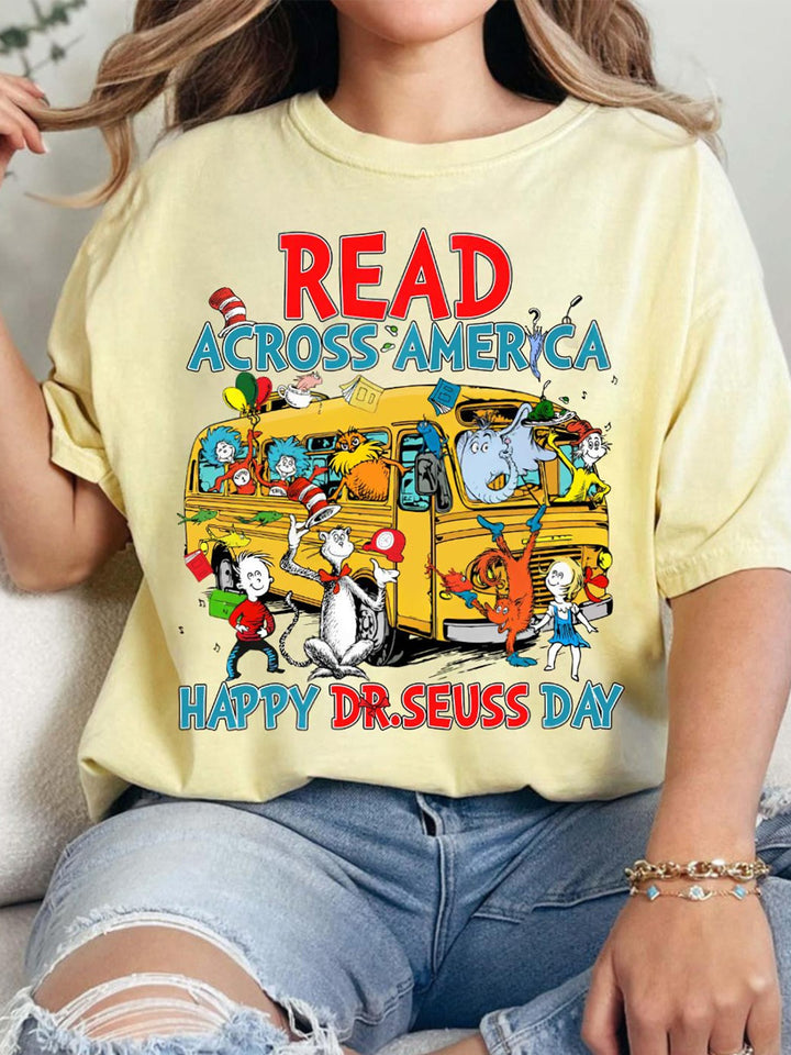 Read Across America Happy Dr. Seuss Day Childish Vintage Print T-shirt