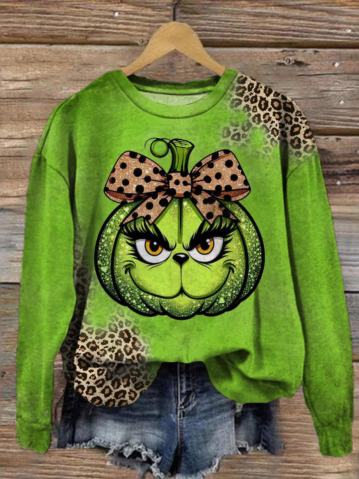 Women's Leopard Funny Christmas Long Sleeve Top