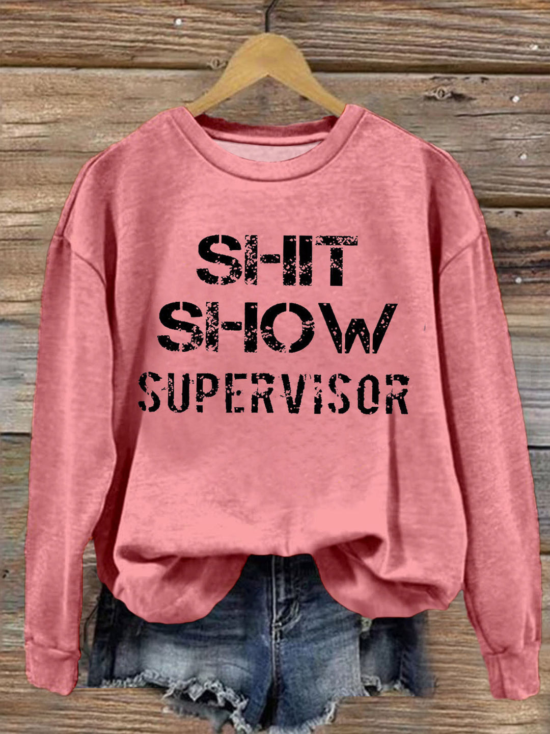 Women's Shit Show Letter Print Crew Neck Casual Sweatshirt