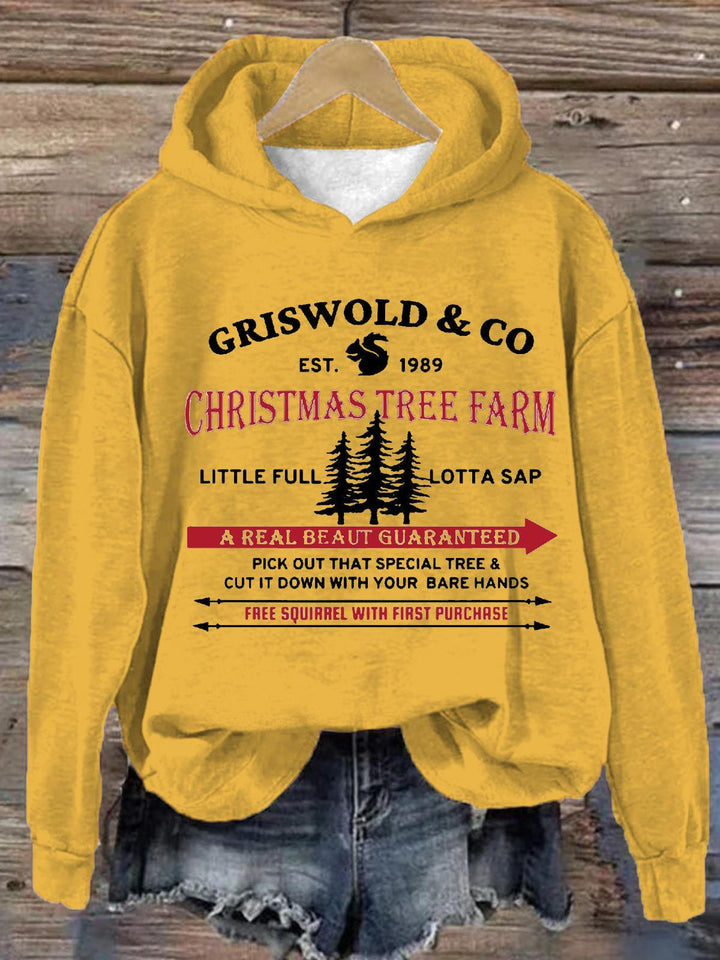 Griswold Co Tree Farm Since 1989 Vintage Long Sleeve Printed Hoodie