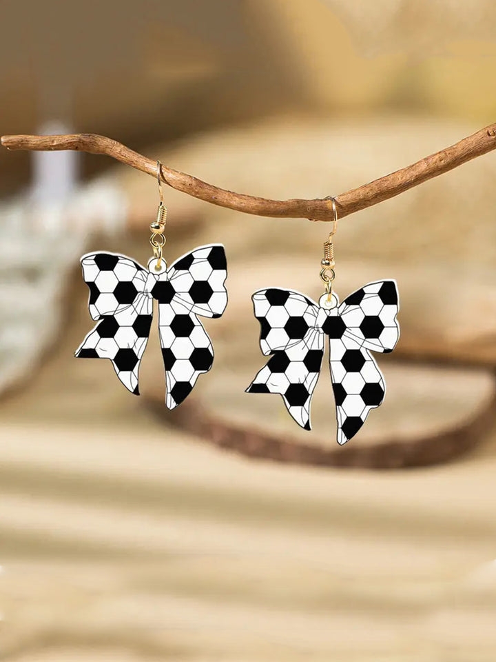 Sports Game Football Rugby Element Bow Acrylic Earrings