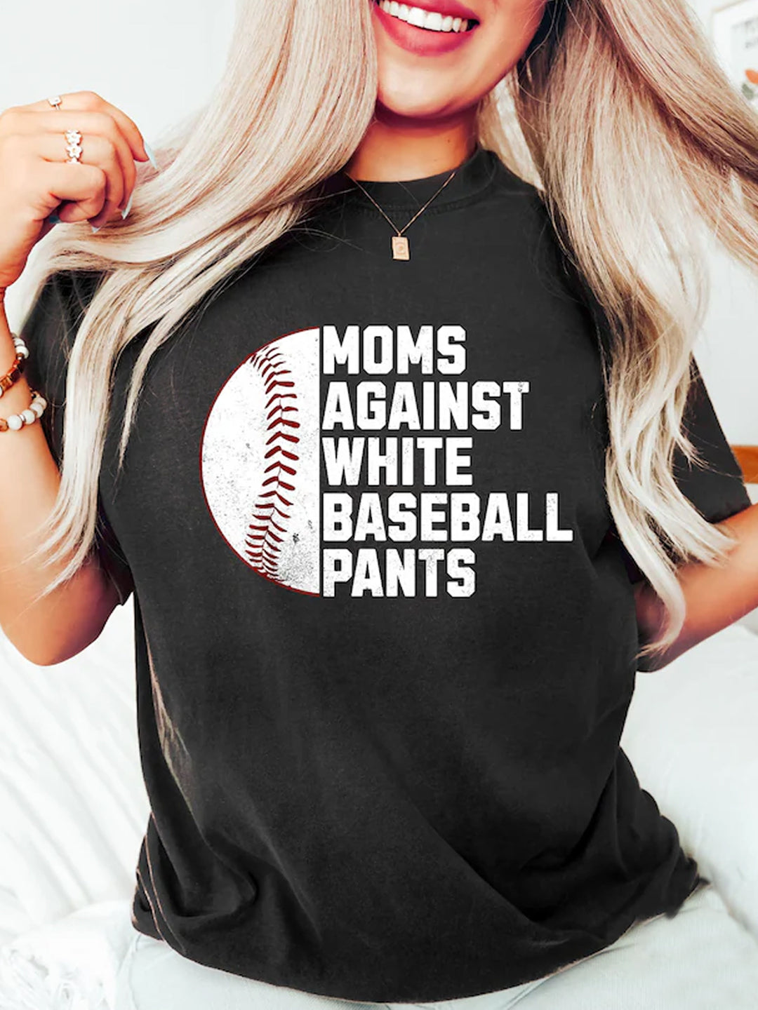 Moms Against White Pants Crew Neck T-shirt