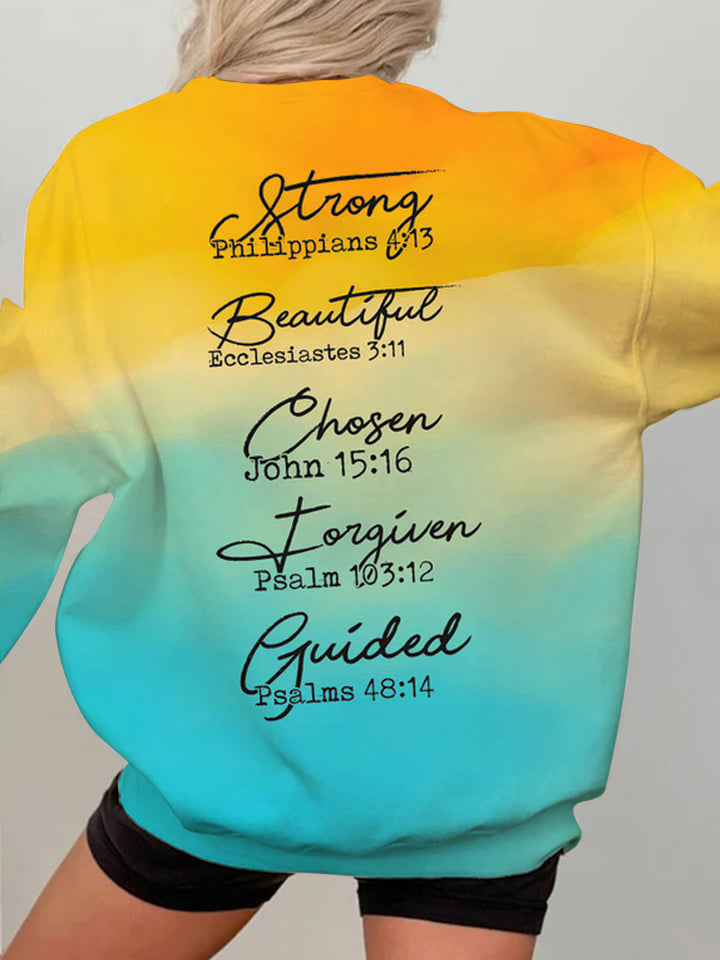 God Says I am Christian Printed Long Sleeve Casual Top