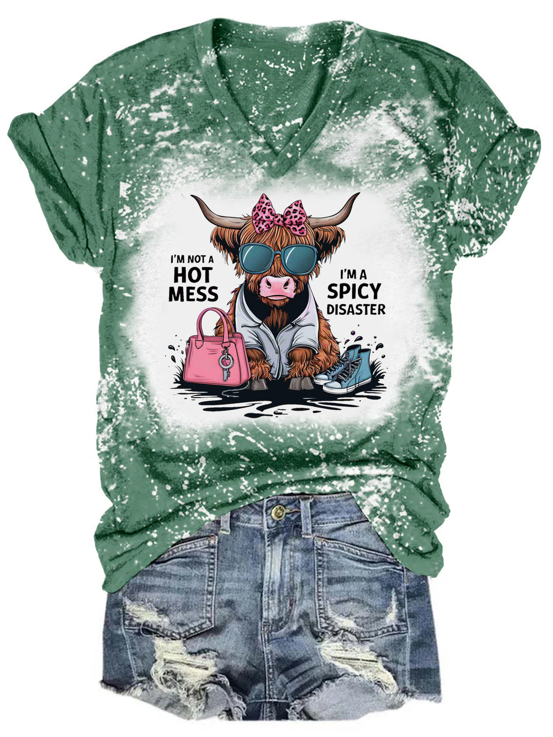 Funny Highlnd Cow Im Not A Hot Mess Im A Spicy Disaster T-Shirt