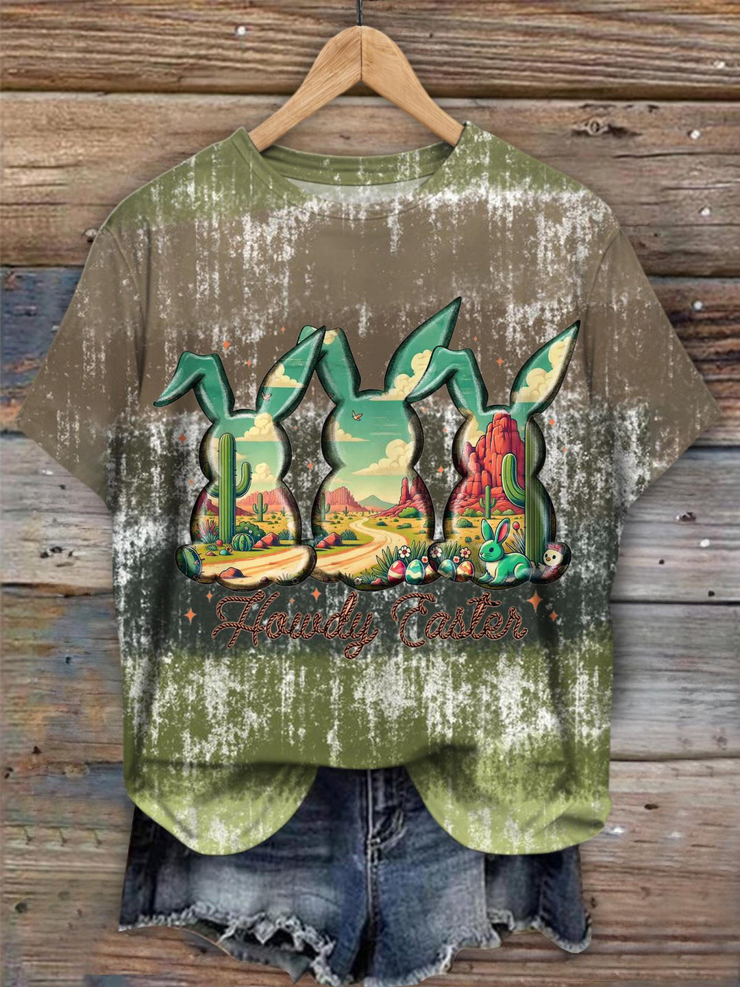 Desert Easter Bunny Crew Neck T-shirt