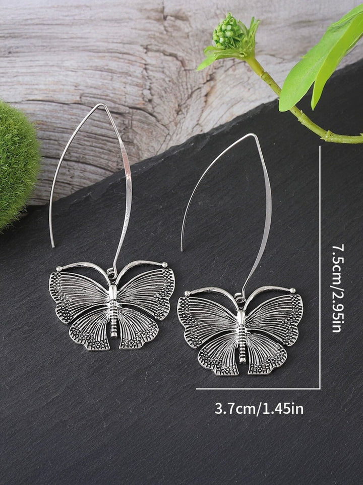 Vintage Butterfly Simple Earrings Metal Distressed Earrings