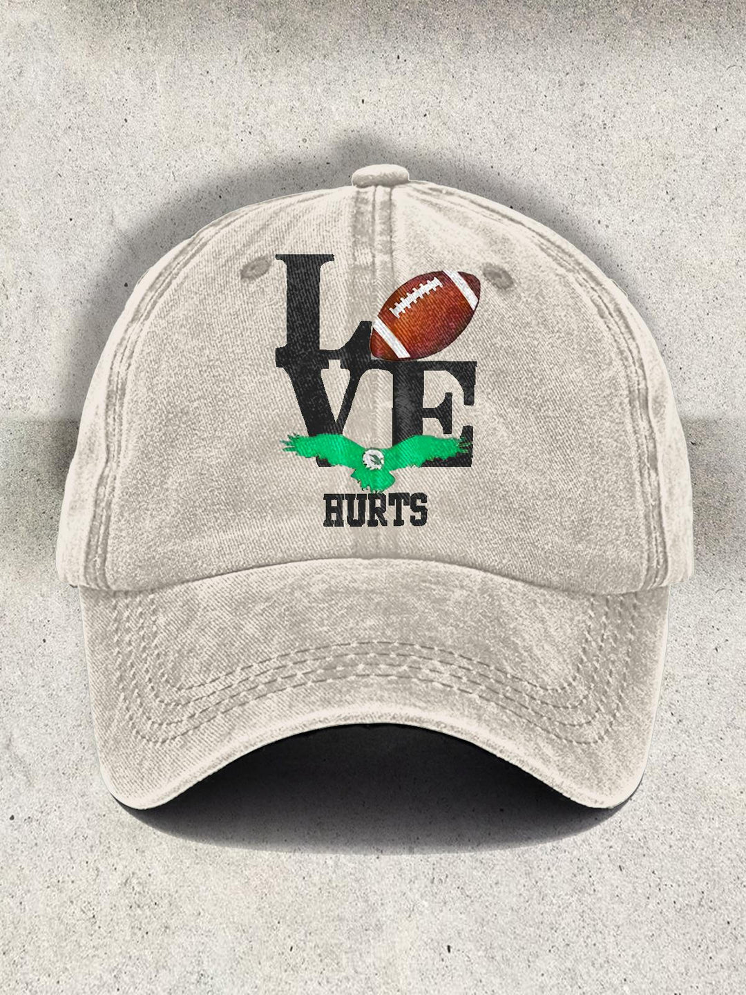 Love Statue Football Sports Print Baseball Cap