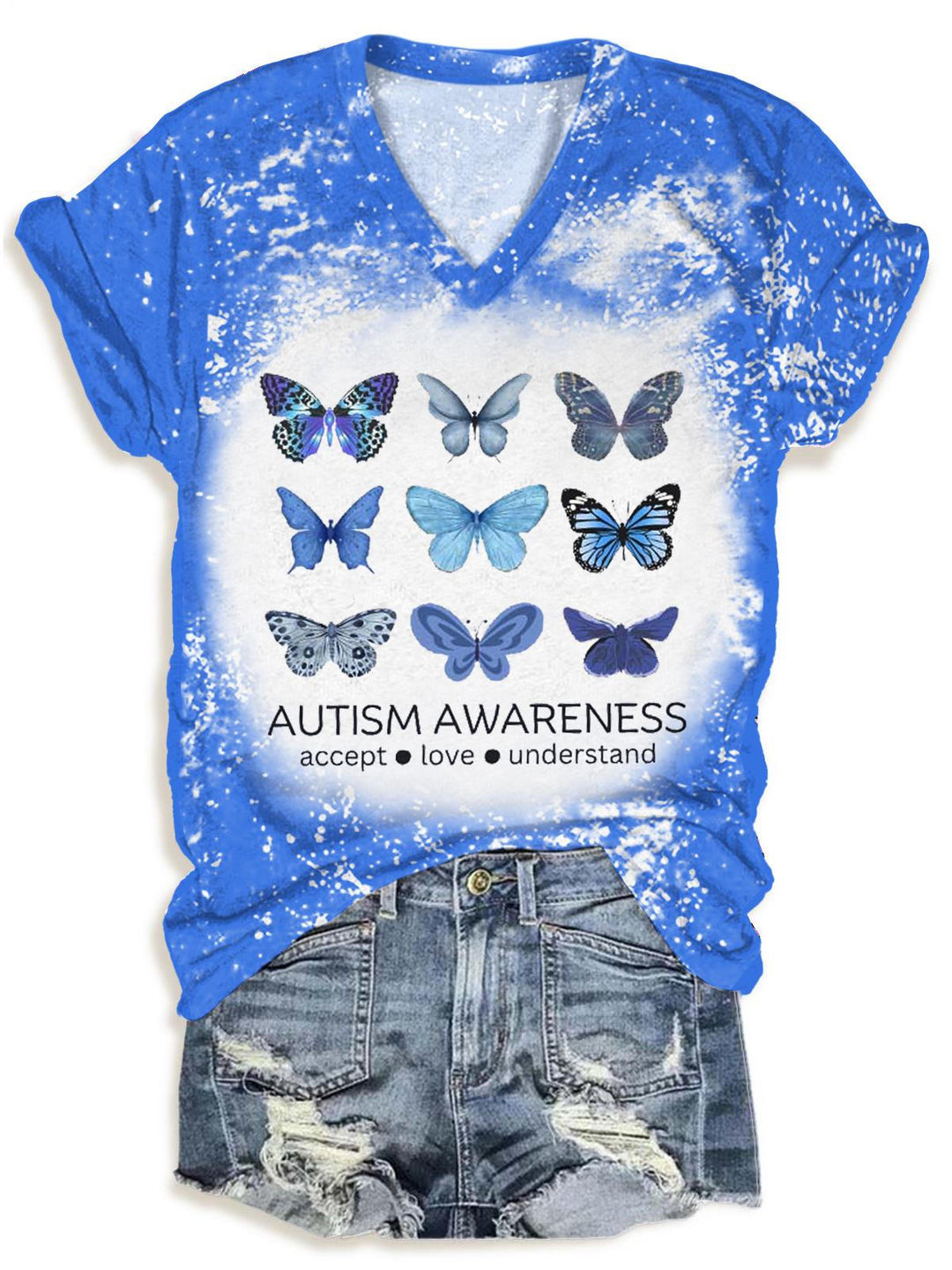 Autism Awareness Butterfly V-neck T-Shirt