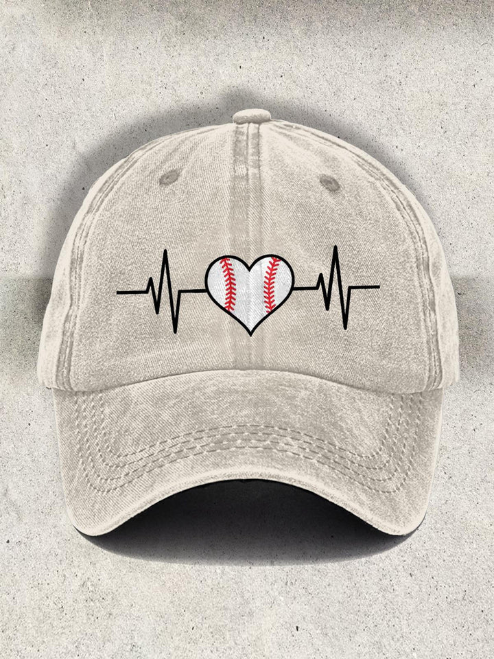 Retro Baseball Love Print Baseball Cap