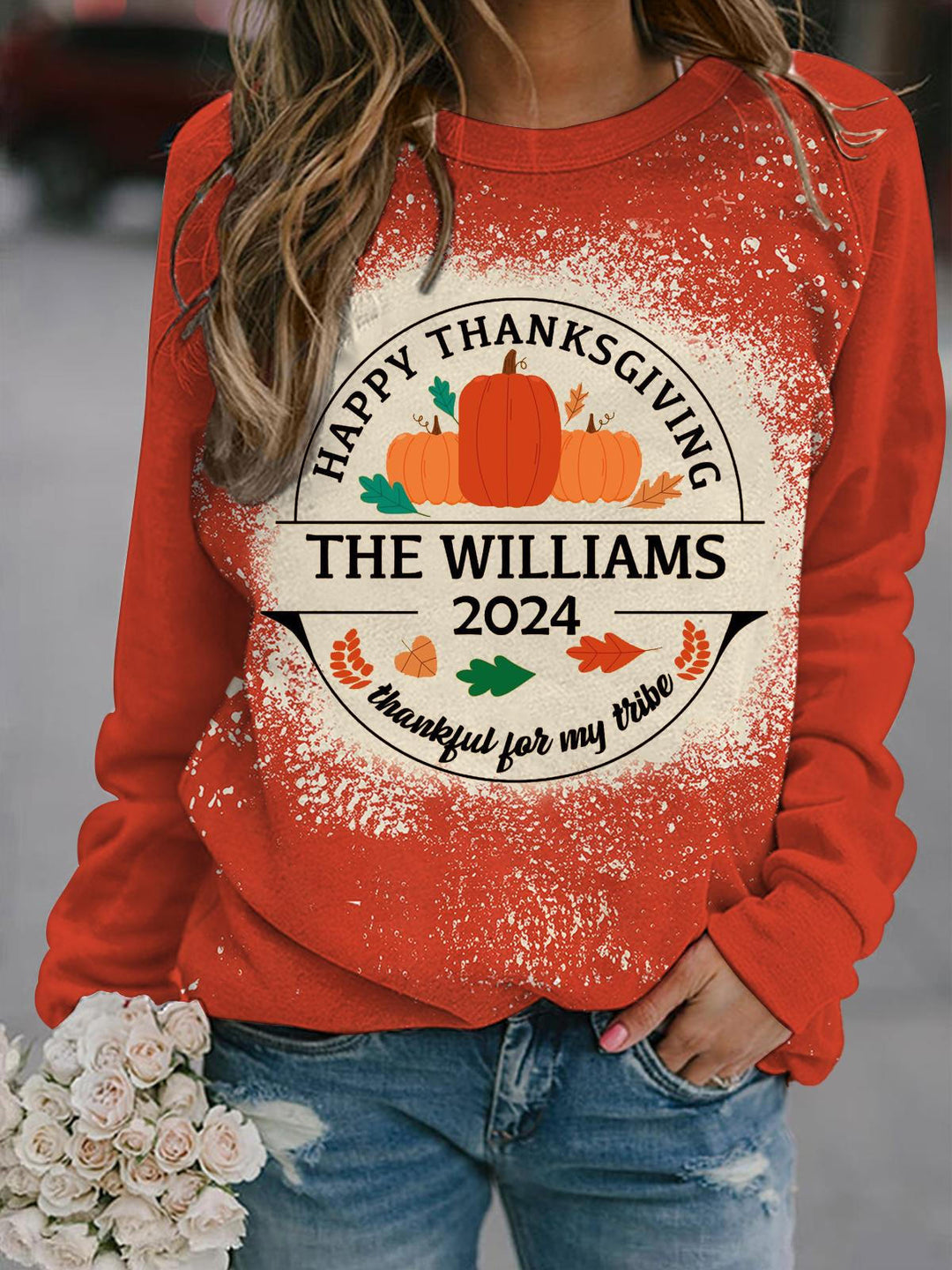 Women's Pumpkin Family Long Sleeve Casual Top