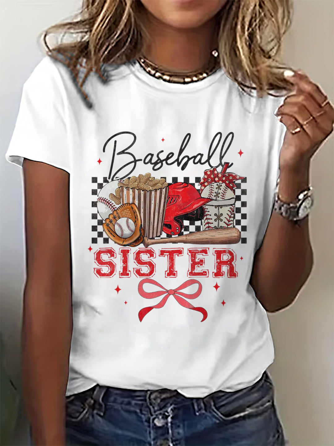 Baseball Grandma Mother's Day Crew Neck T-shirt