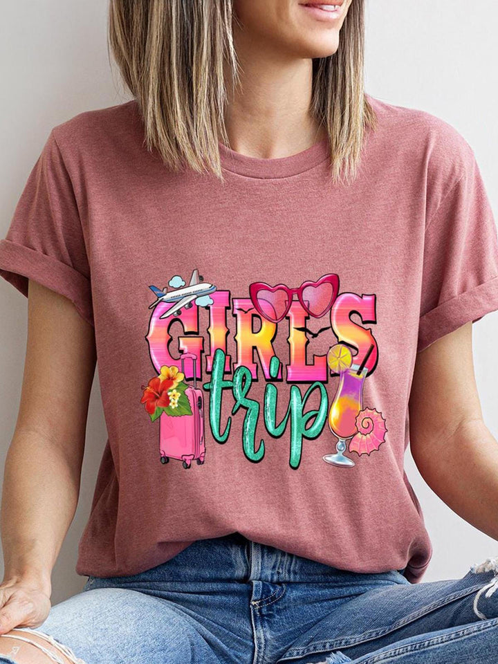 Girls Trip 2025 Beach Vacation Crew Neck T-shirt