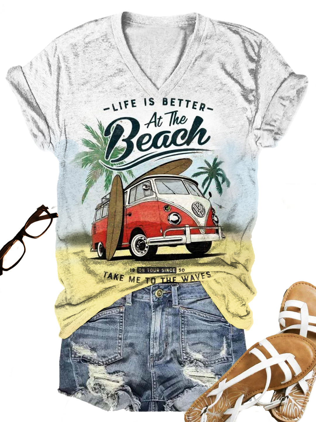 Life Is Better At The Beach Beach Vacation Print T-Shirt