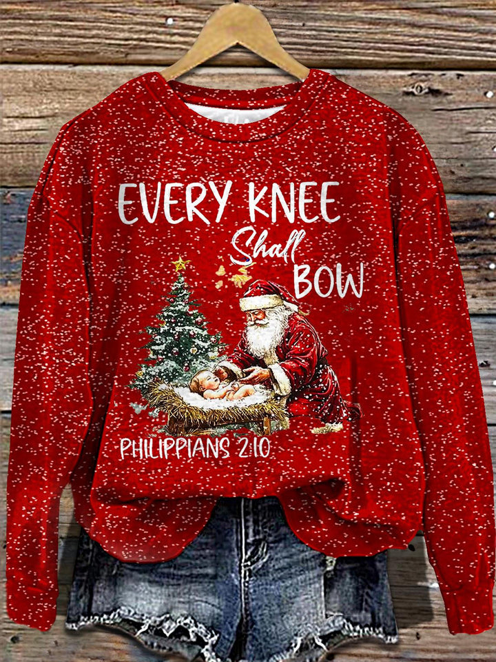 Women's Christmas Kneeling Crew Neck T-shirt