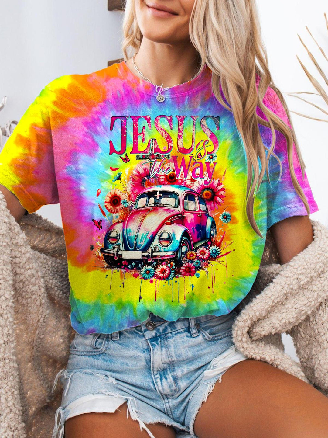 Jesus Hippie Crew Neck T-shirt