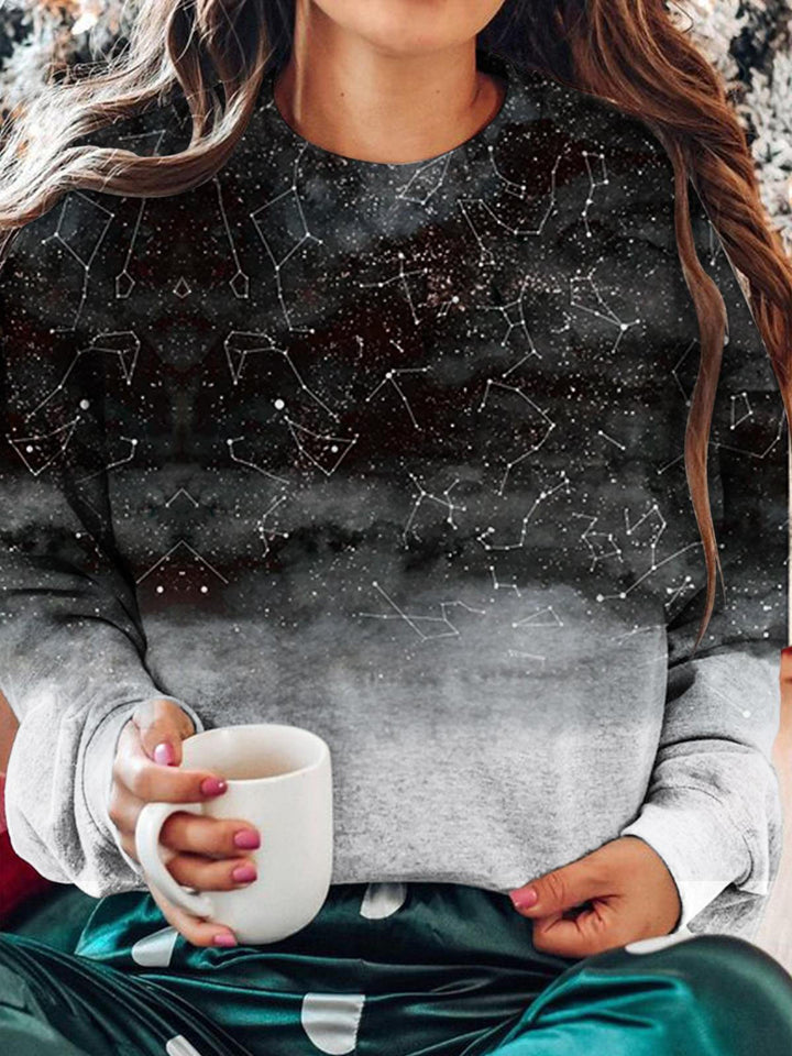 Women's Starry Sky Gradient Print Long Sleeve Top