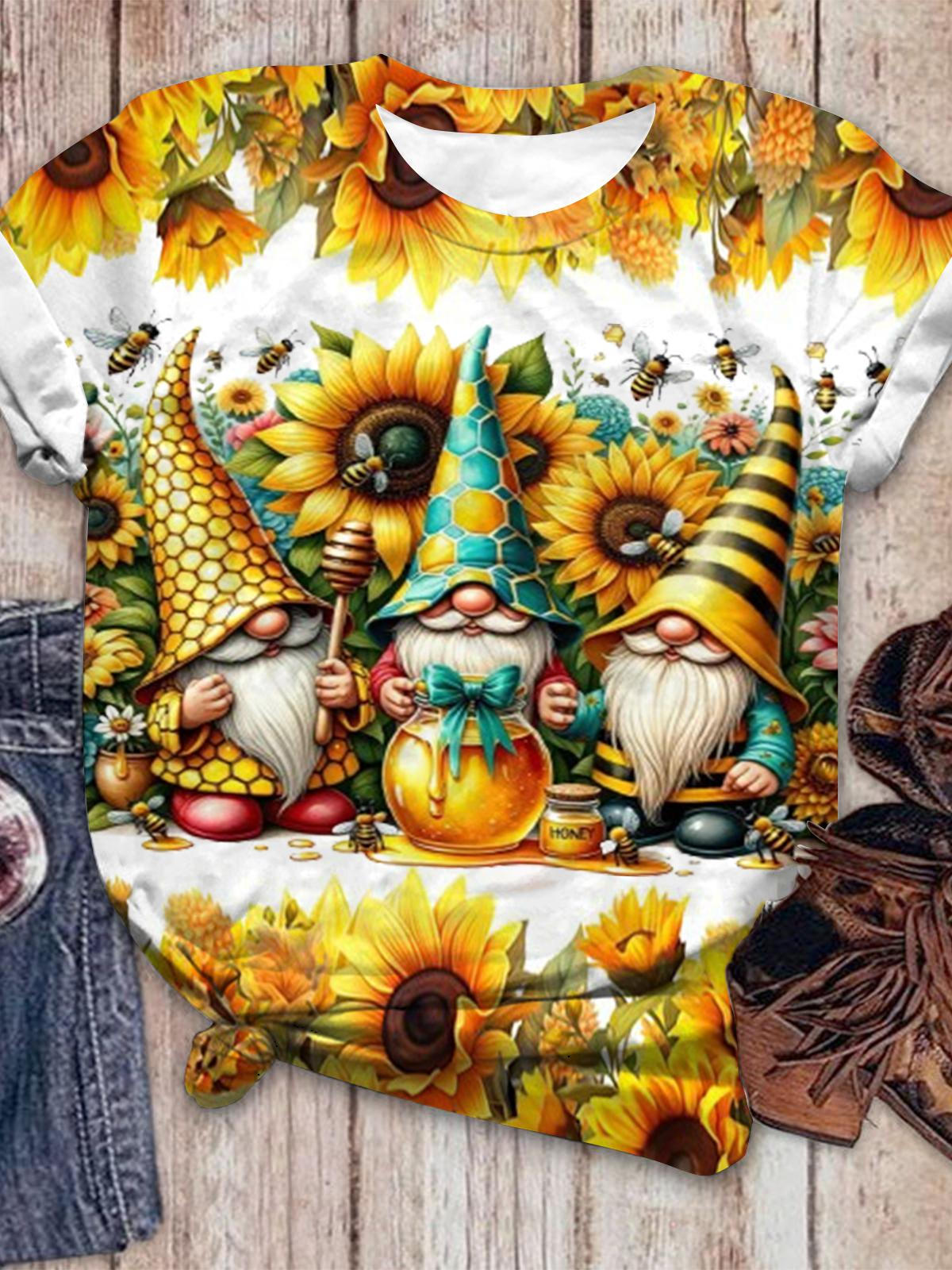 Sunflower Honey Gnomes Crew Neck T-shirt – Wonder closets