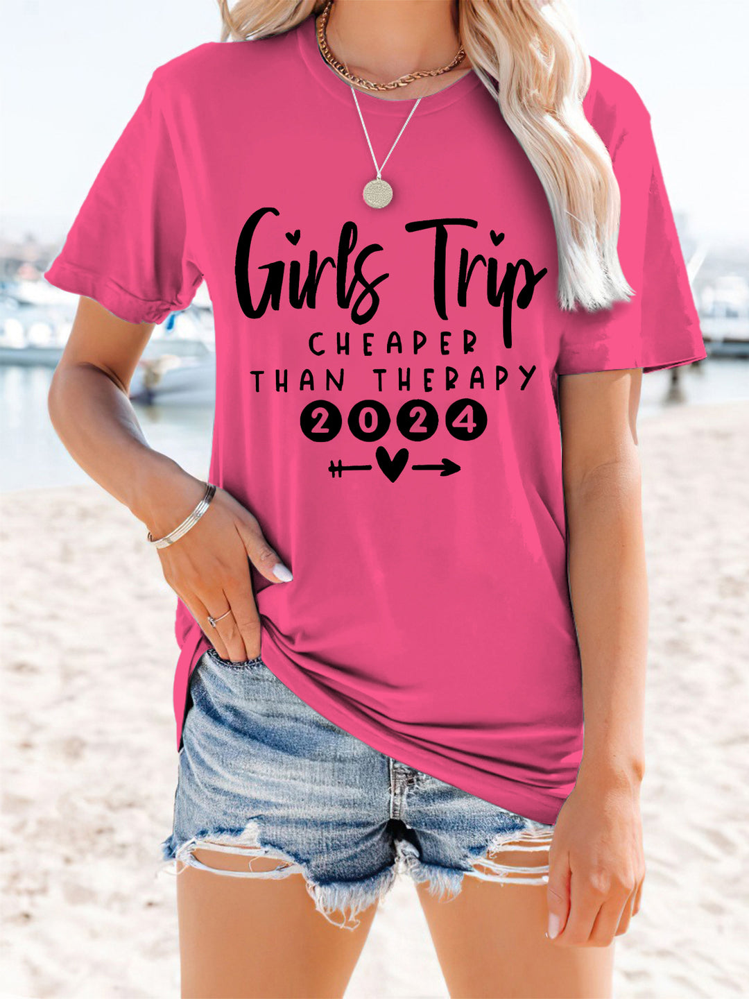 Girls Trip 2024 Cheaper Than Therapy Casual Short Sleeve T-shirt