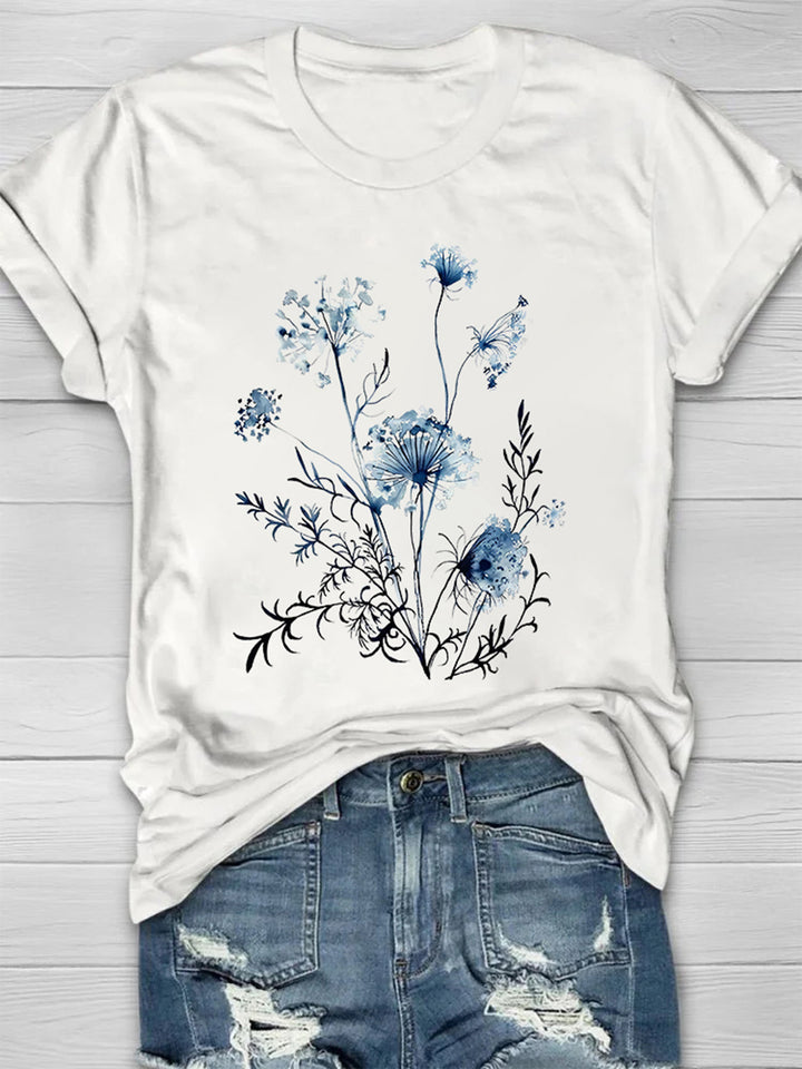 Floral Print Crew Neck T-shirt