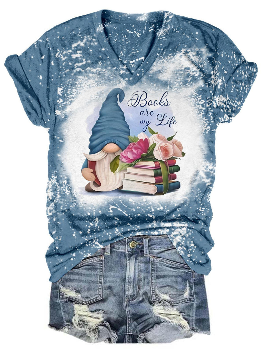 Book Are My Life Tie Dye V Neck T-Shirt