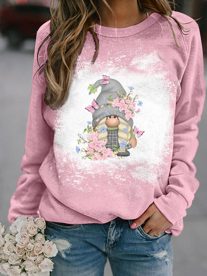 Flower Butterfly Gnome Tie Dye Long Sleeve Top