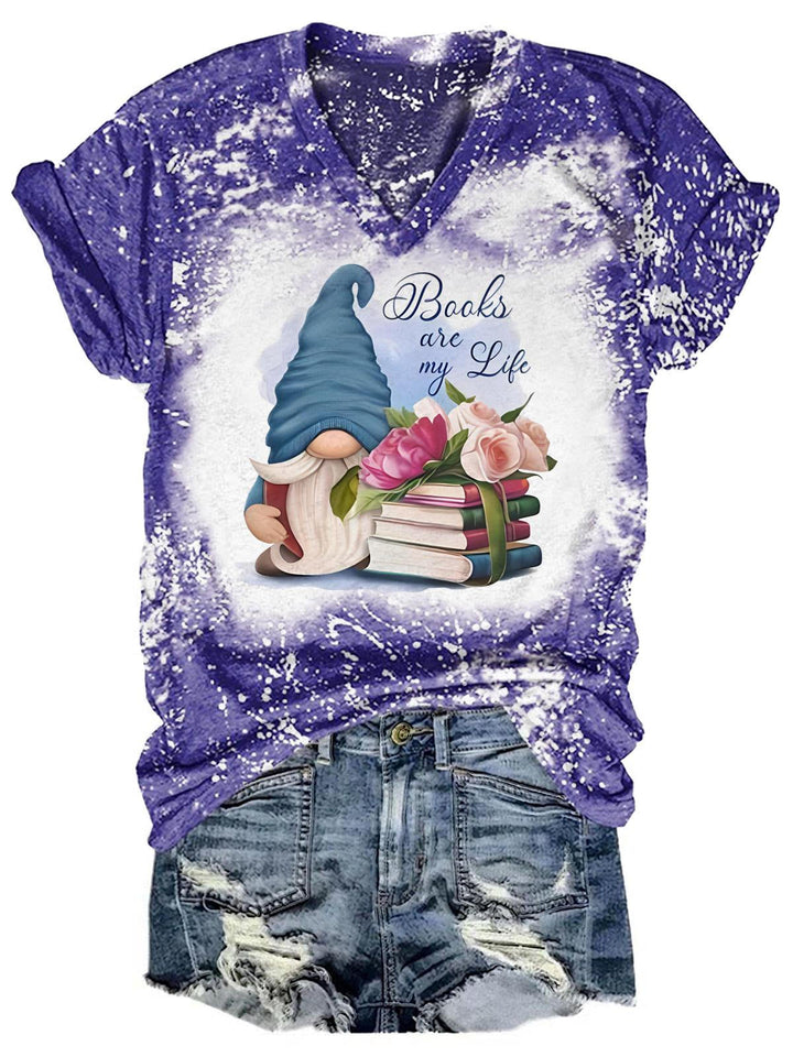 Book Are My Life Tie Dye V Neck T-Shirt