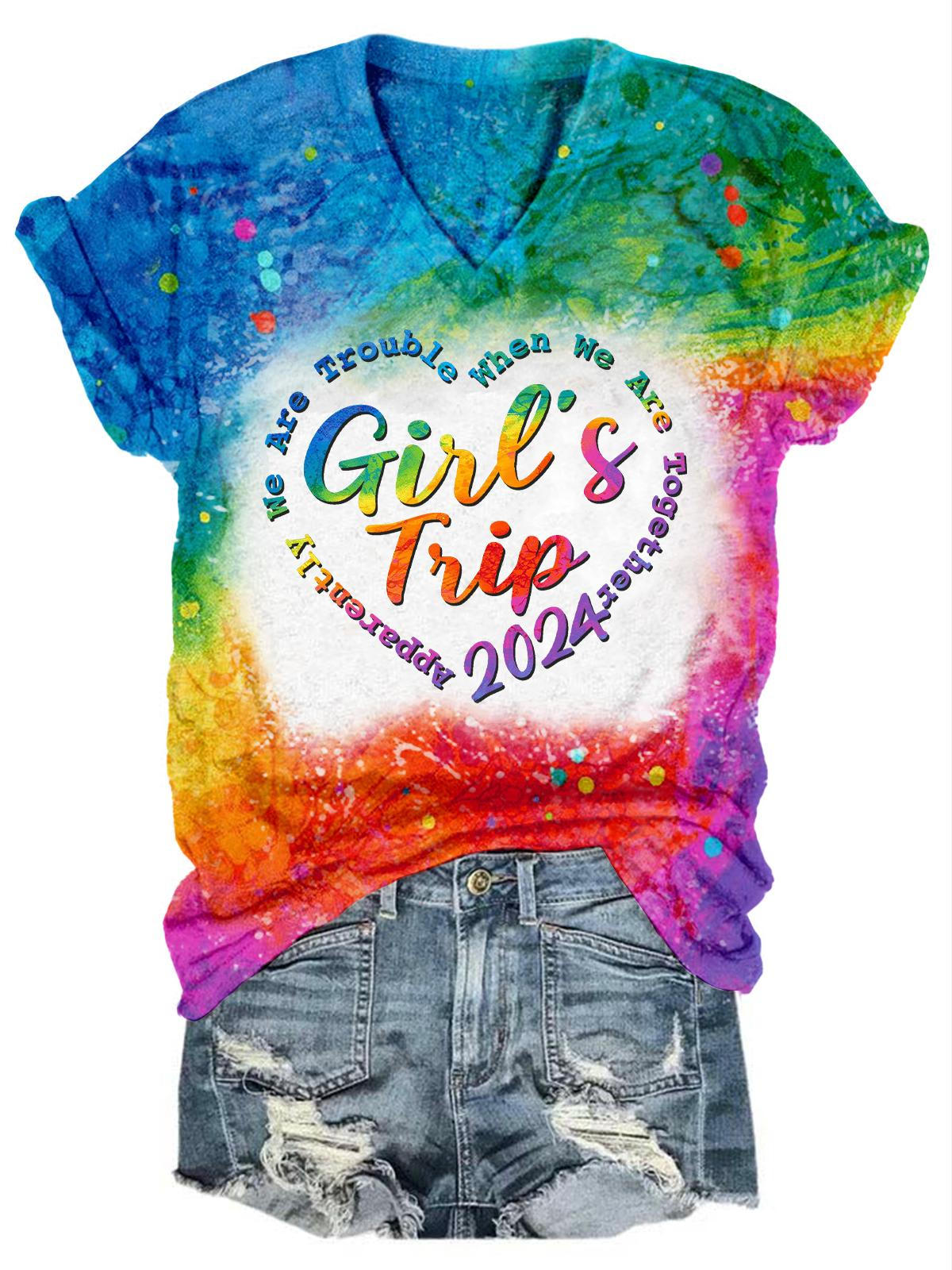 Girls' Trip 2024 Print V-Neck T-Shirt – Wonder closets